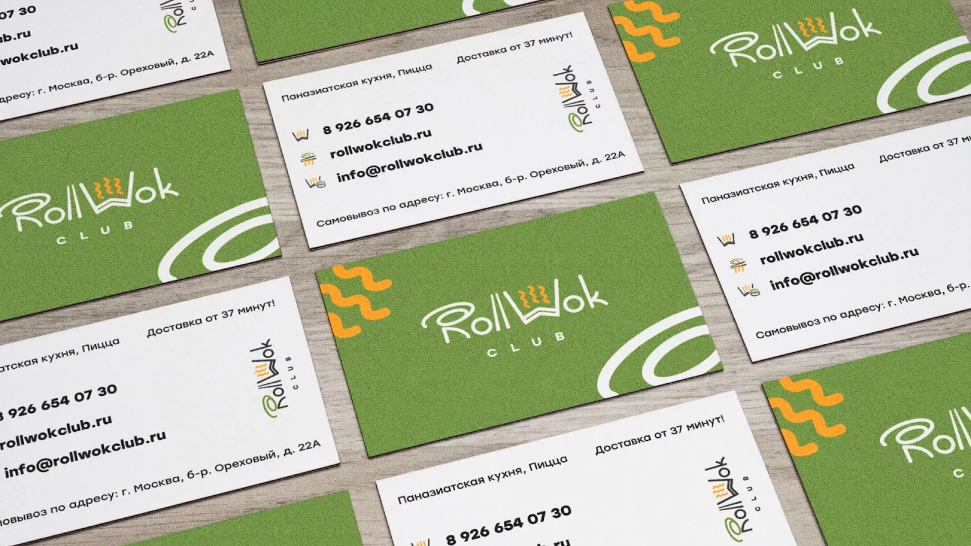 Разработка дизайна визиток суши-бара «Roll Wok Club» в Донецке